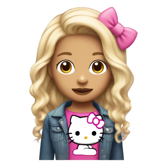 Cute hello kitty girl split dye blonde and pink hair sticker