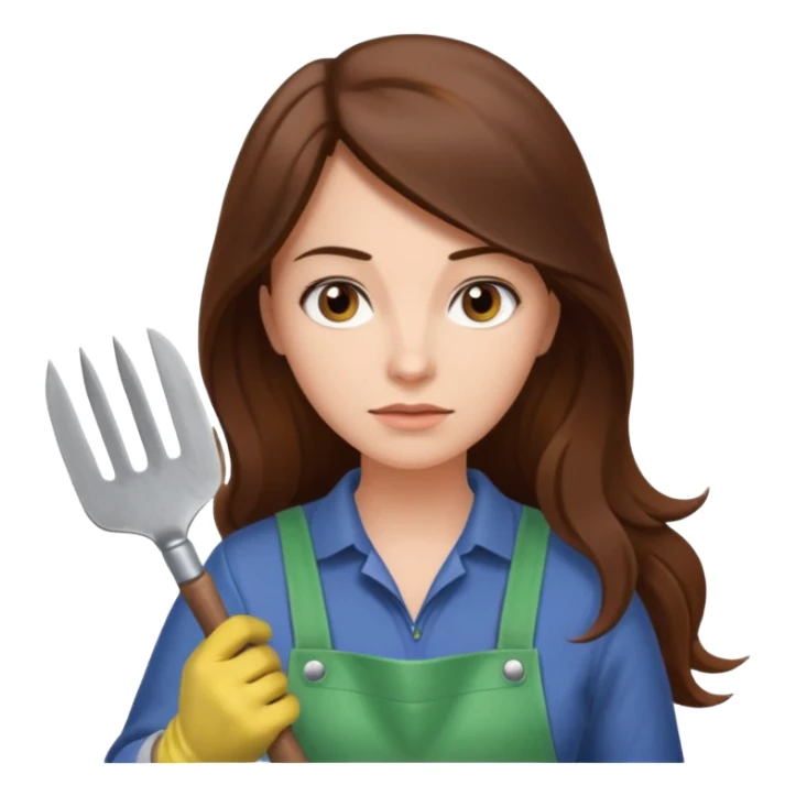 long brown hair white serious woman Gardening sticker