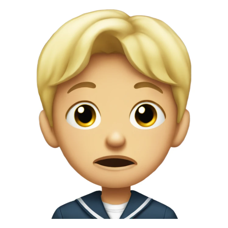 Kid crying in a school uniform in front of a school building  sticker