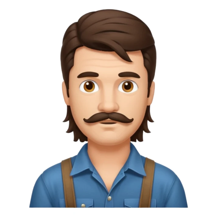 Mullet man with mustache brunet hillbilly   sticker