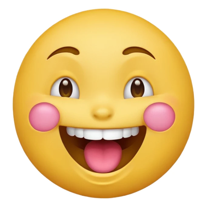 Emoji, yellow round laughing face, open mouth sticker
