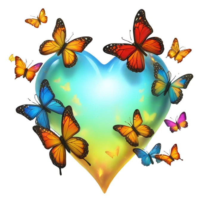 Glowing heart breaking open butterflies flying out sticker