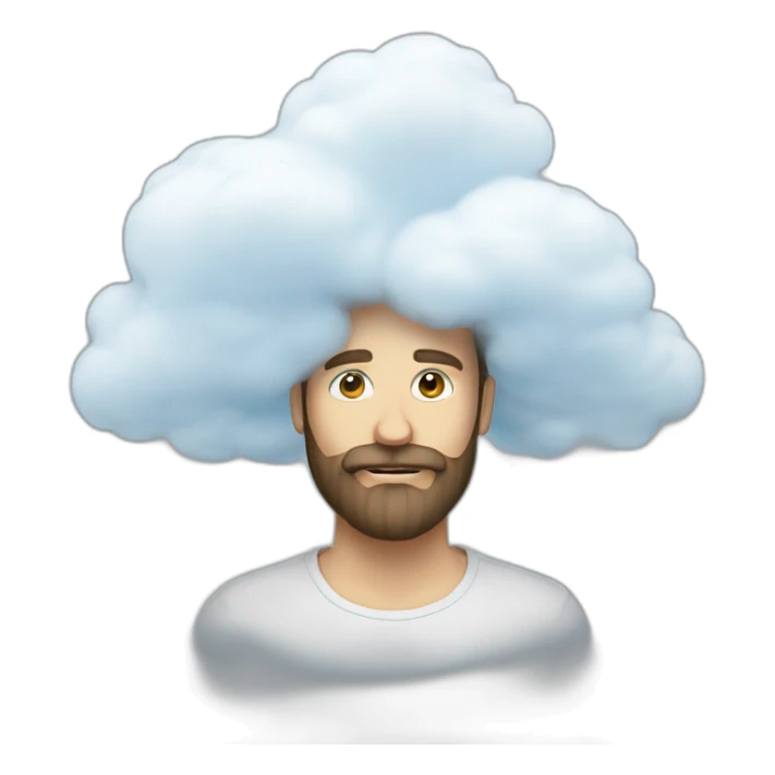 a man white man with a beard and a big cloud infront of his face sticker