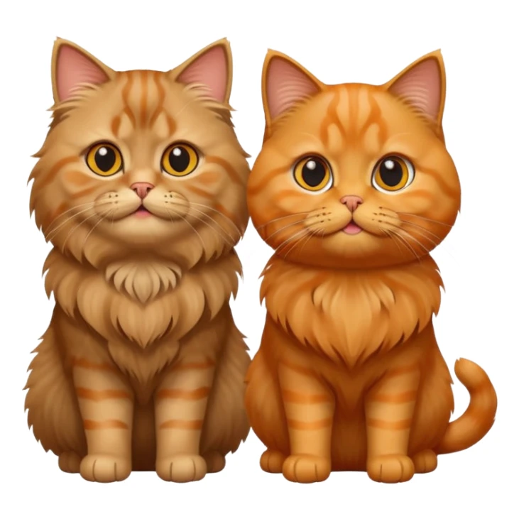 Two cat, Tabby brown Persian happy cat and orange Sottish fold cat sticker