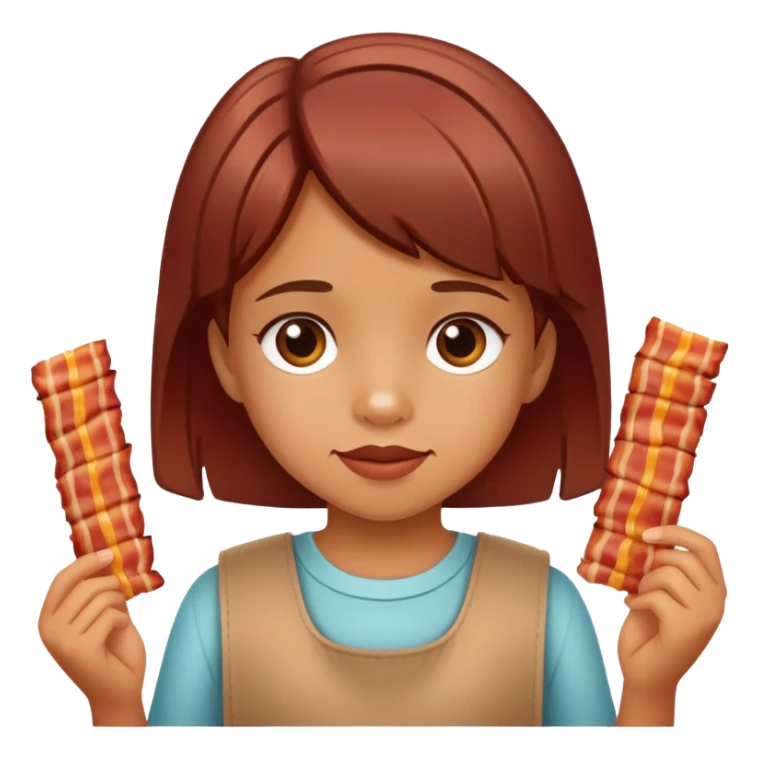 little girl holding bacon sticker