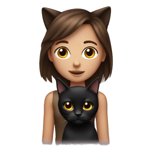 brown hair girl with a black cat sticker