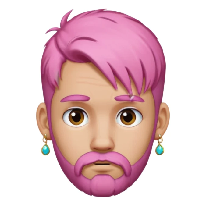  bun haired with earrings pink hair guy sad with beard sticker