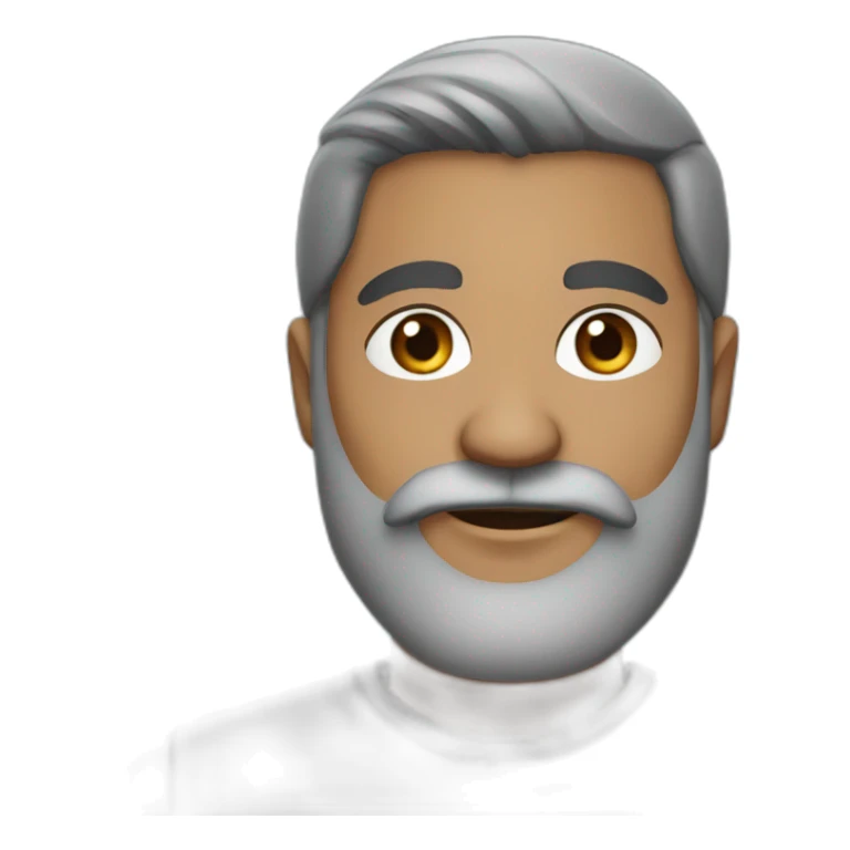 Indian man in his 40s with a black beard. With black and grey hair. Has short hair sticker