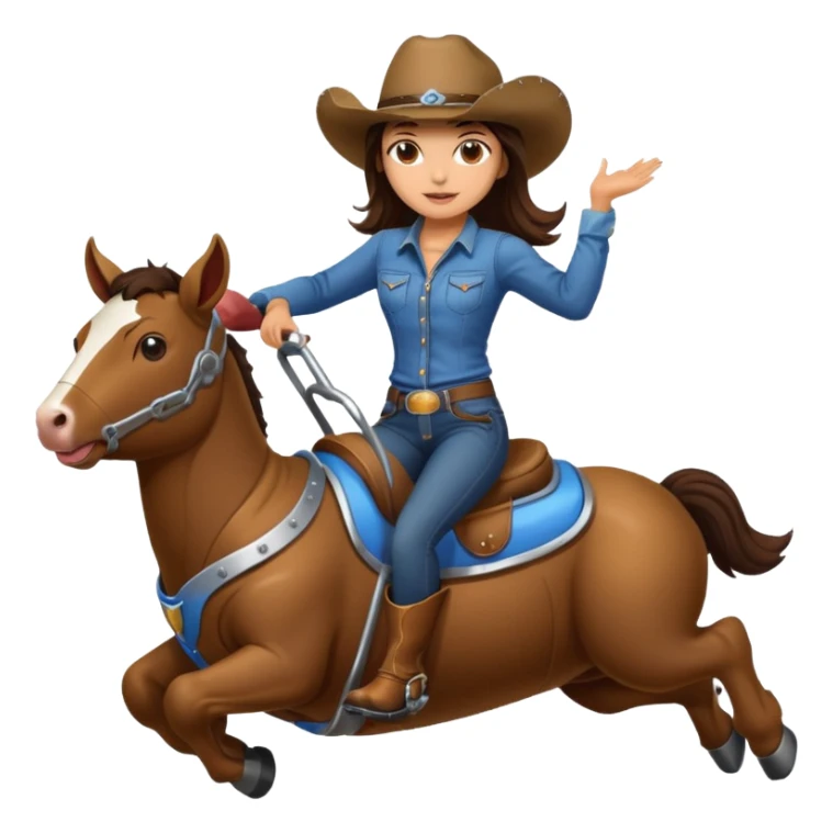brunette girl riding mechanical bull sticker