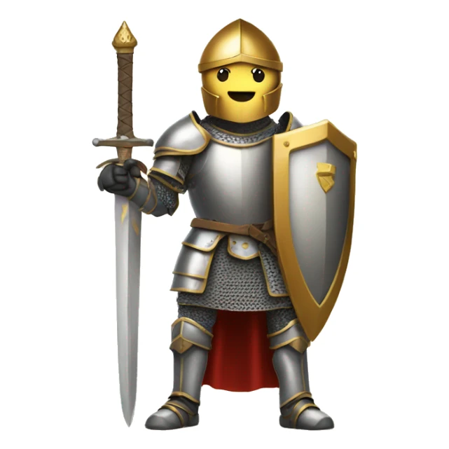 A knight with armor sheild and holding golden sword sticker