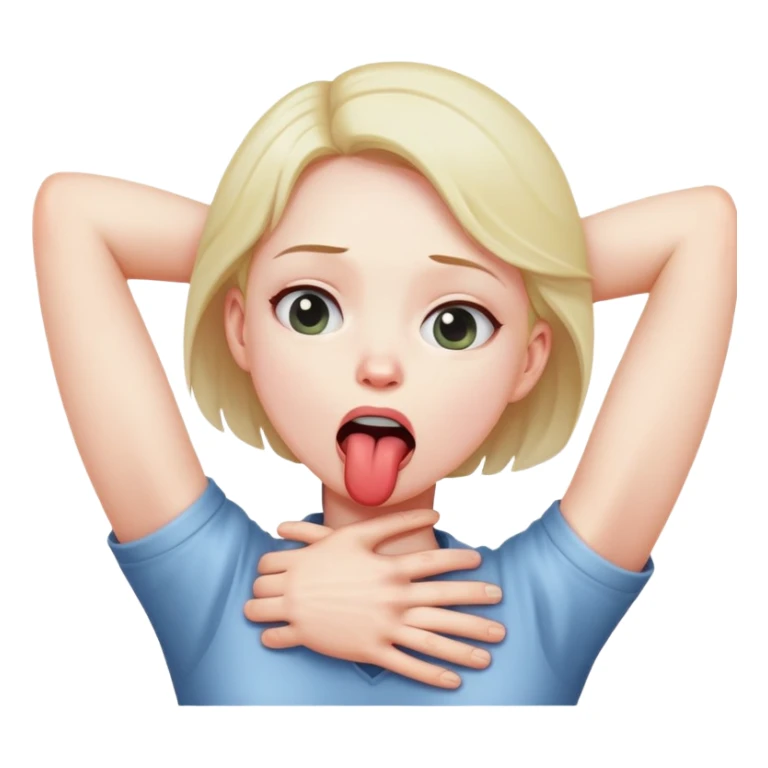 Arms Crossing holding neck in a chocking position with tounge out  sticker