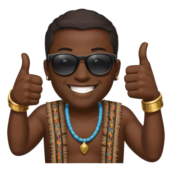 Black tribal man wearing sunglasses smiling thumbs up sticker