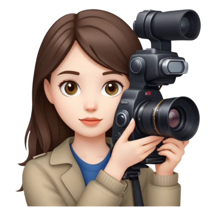 beautiful pale brunette girl with canon camera sticker