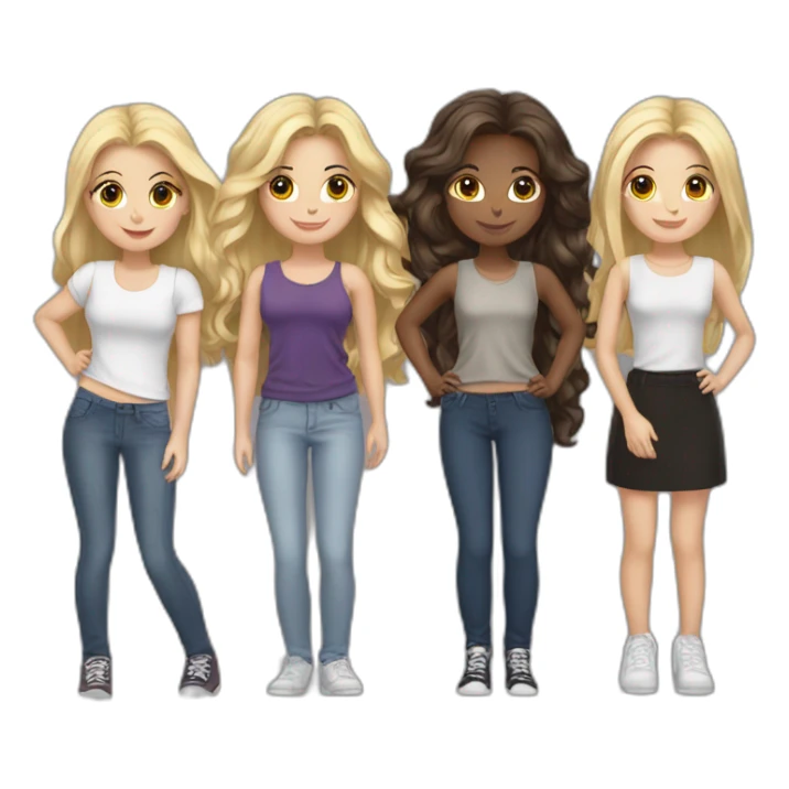 group of 6 grils friends, 3 blondes, 3 brunettes sticker