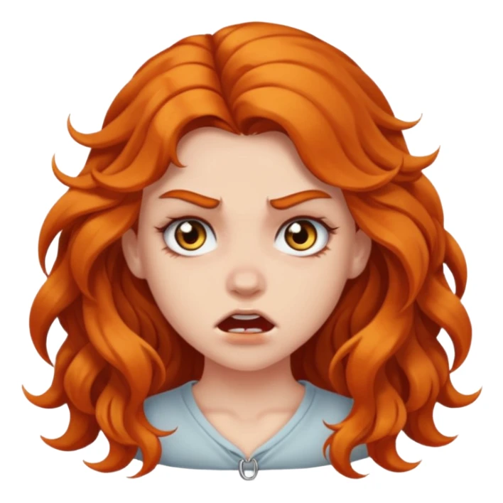 aggressive girl with long wavy hair sticker