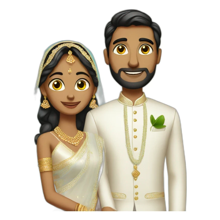 indian bride and tall groom small eyes sticker