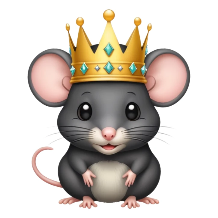 Con chuột đội vương miệng, tóc đen sticker