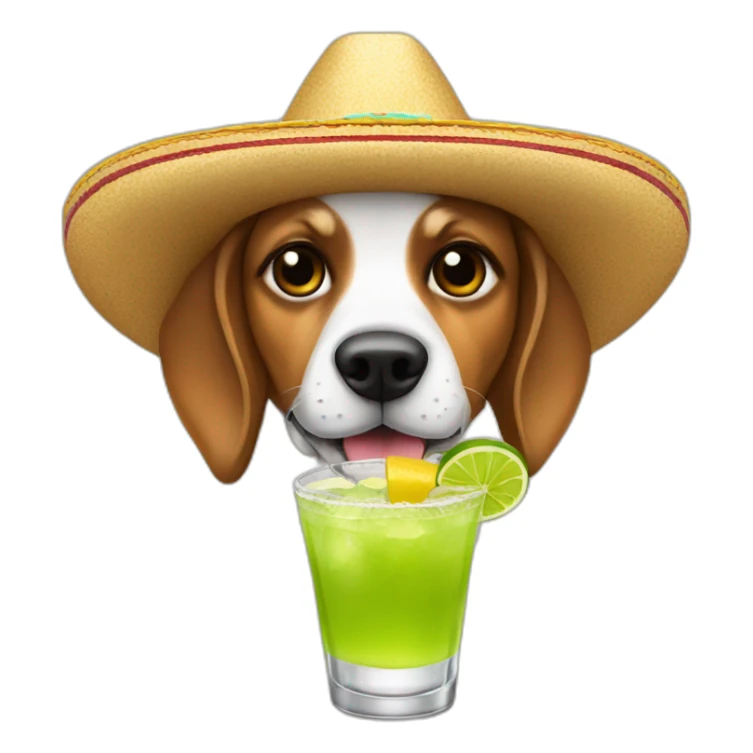 dog in sombrero holding margarita sticker