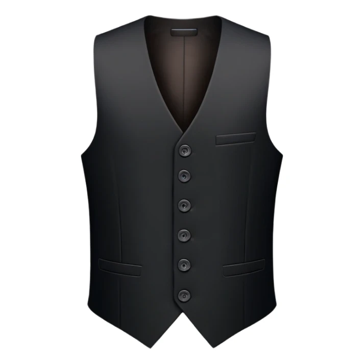 just a black women's vest garment with 3 buttons, no background, no model, only the clothing item sticker