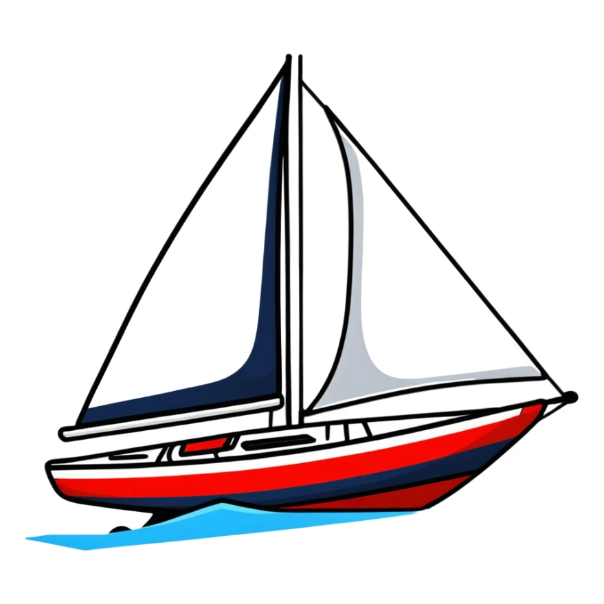 sailboat hull with rudder but no sails attached sticker