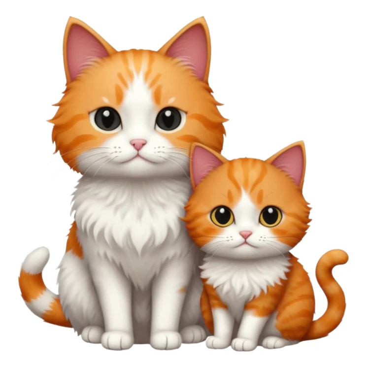 white cat and a black smaller cat and ginger short hair  sticker