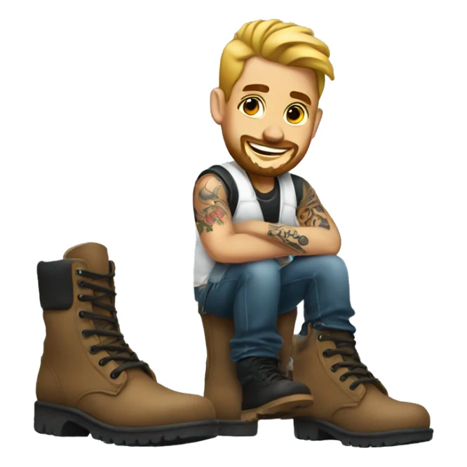 male tattoo artist with boots sticker