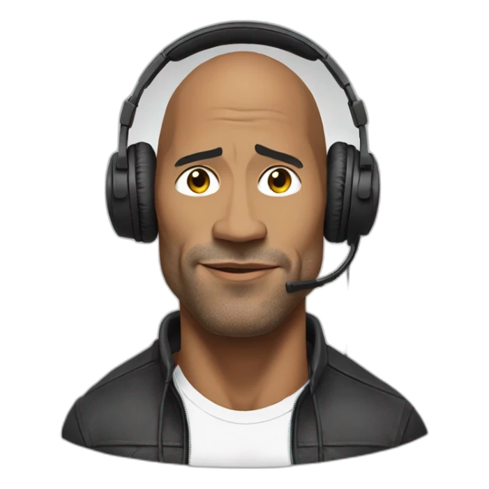 the rock johnson with headphones jacked sticker