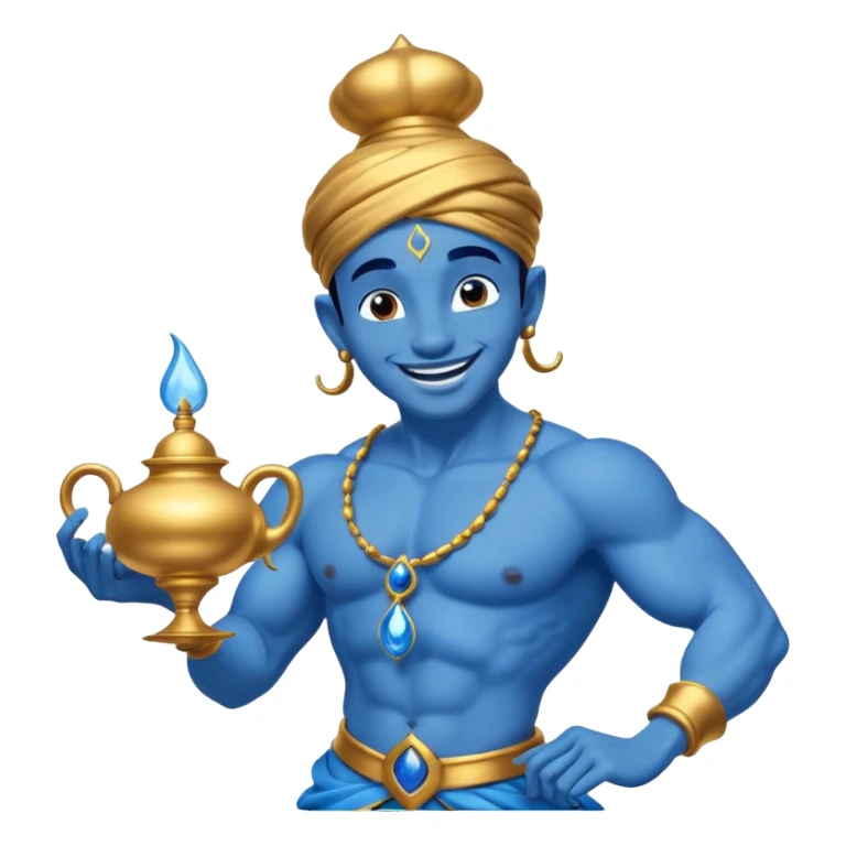 blue genie flies out of aladdin's lamp sticker