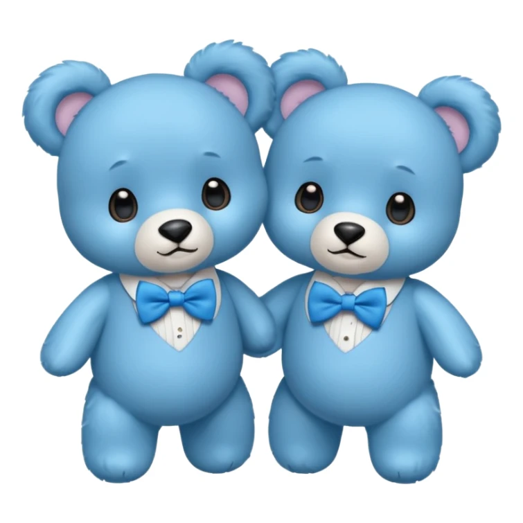 sweet twin little blue bears with blue bow tie sitting sticker
