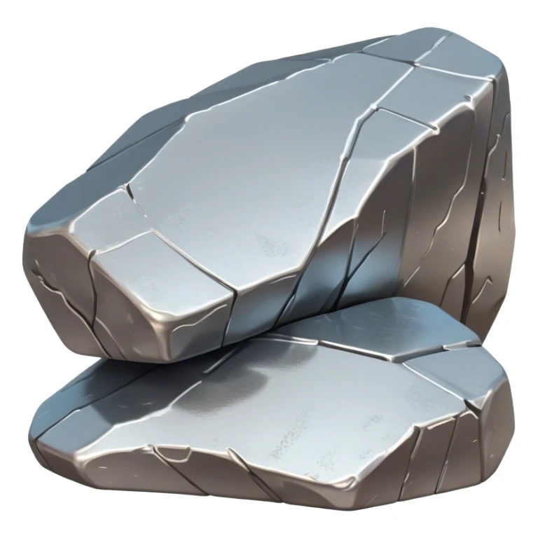 Cinematic Realistic Nickel Ore, Bright and shiny, with a rough, metallic surface reflecting light in soft, gleaming waves. The metal has a subtle luster and is both sturdy and raw in its form. Soft glowing outline, capturing the essence of durability and modern elegance in raw nickel ore. sticker