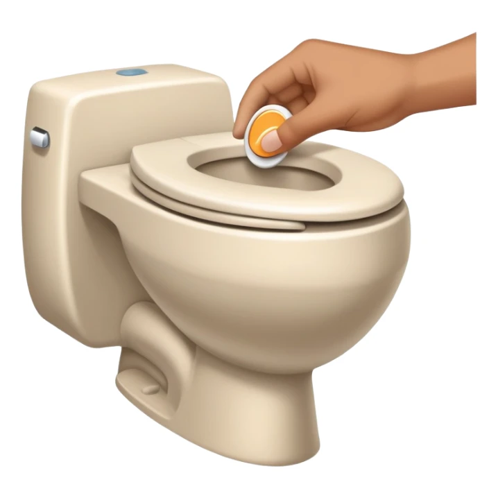 hand pressing the flush button on a toilet, clean and friendly sticker
