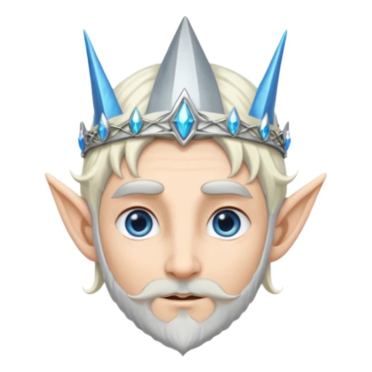 elf prince with pointy ears, white skin, silverblond hair, blue eyes, Chin beard sticker