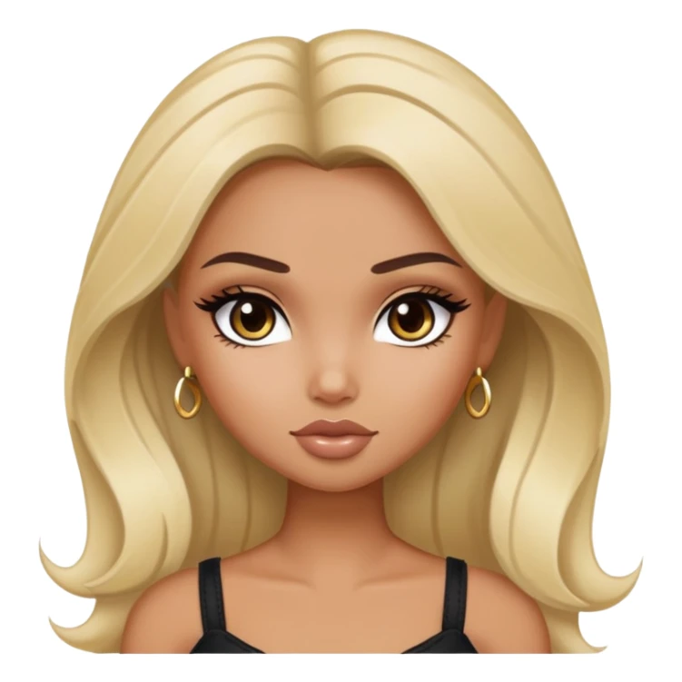 dark brown hair with blond strains, pretty beautiful bratz baddie sticker