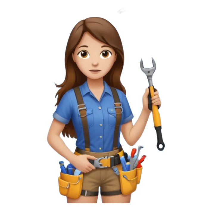 beautiful girl with long brown hair constructing new shower in bedroom sticker