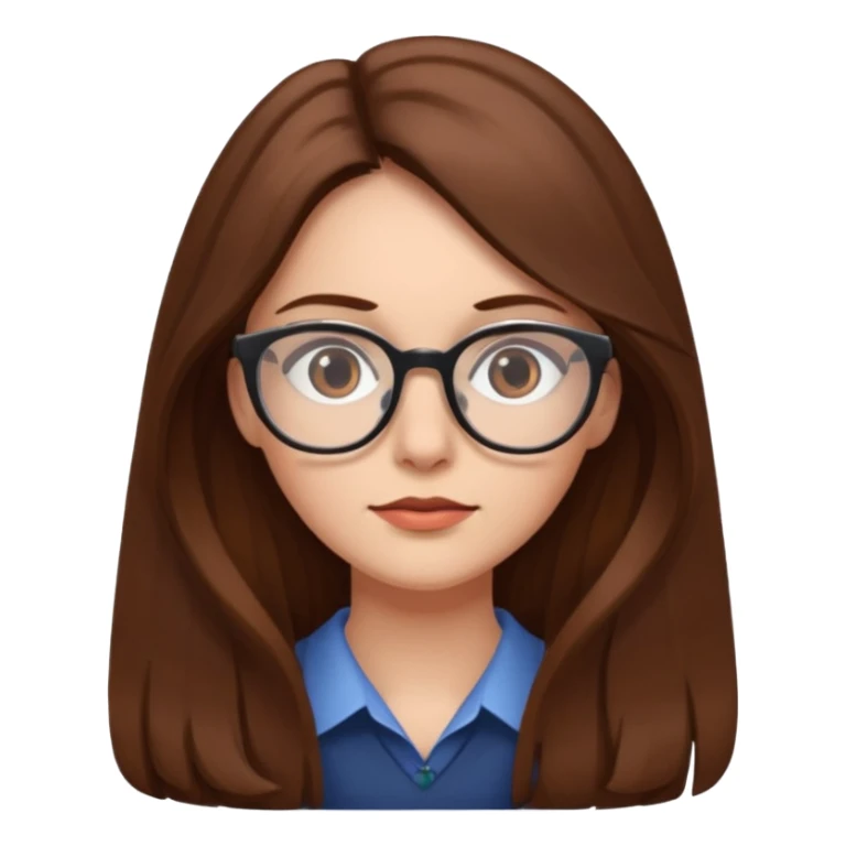 A woman with long brown hair and glasses, always looking thoughtful. sticker