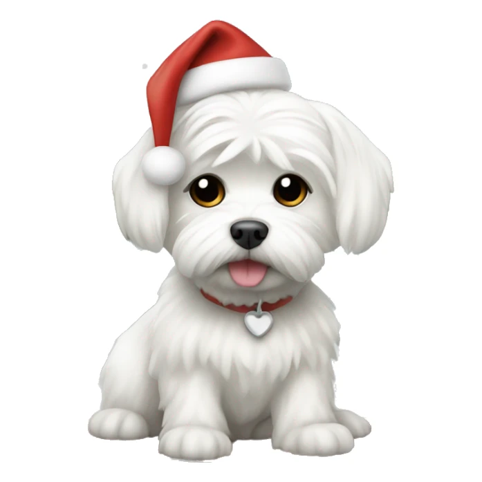  white maltese dog and Christmas tree sticker