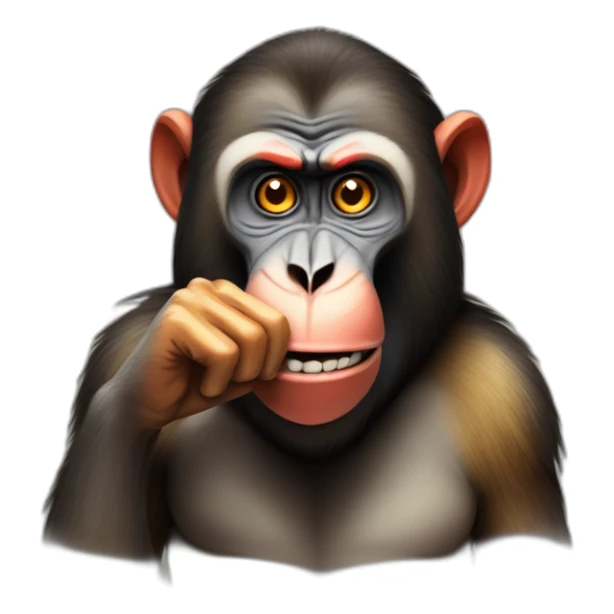Funny Mandrill with a human look putting his index finger in his nose sticker