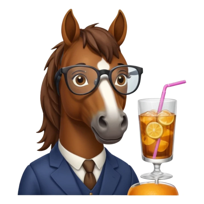 horse holding drink with glasses sticker