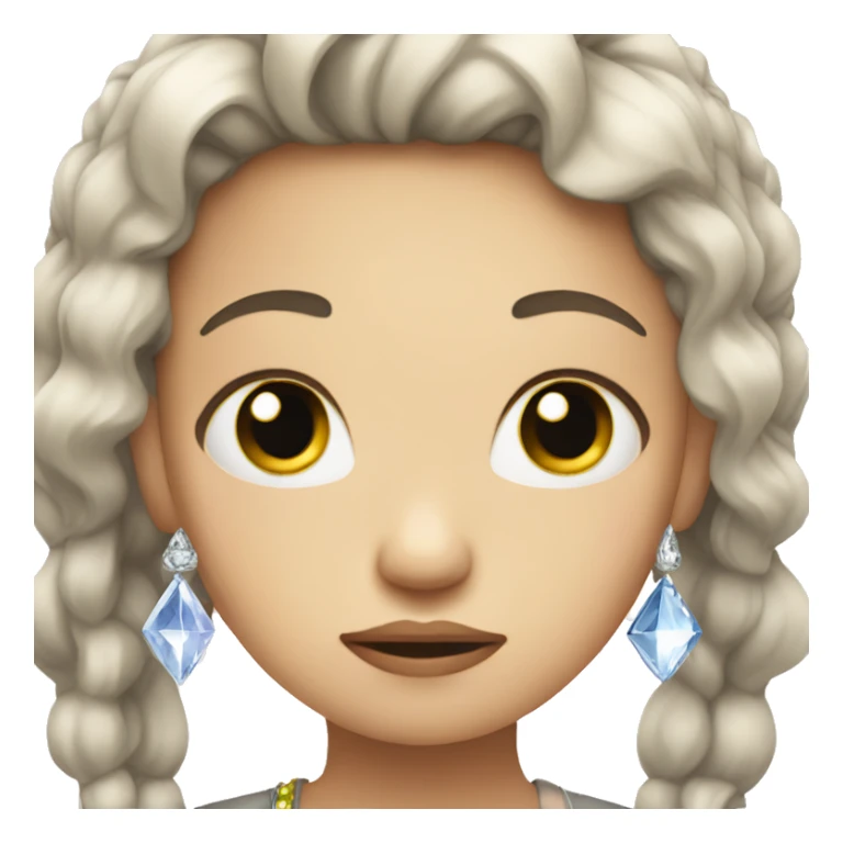 girl with jewel and crystal hair sad face sticker