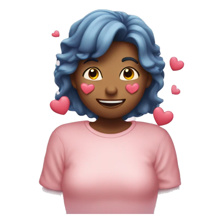 Blushing with hand over mouth and hearts above head sticker