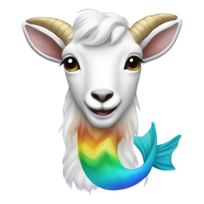 a goat with a light blue mermaid tail rainbow sticker