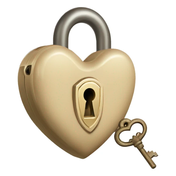 vintage beige heart-shaped lock and key sticker