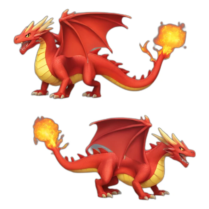 huge red Dragon Pokemon with fire four legs two arms sticker