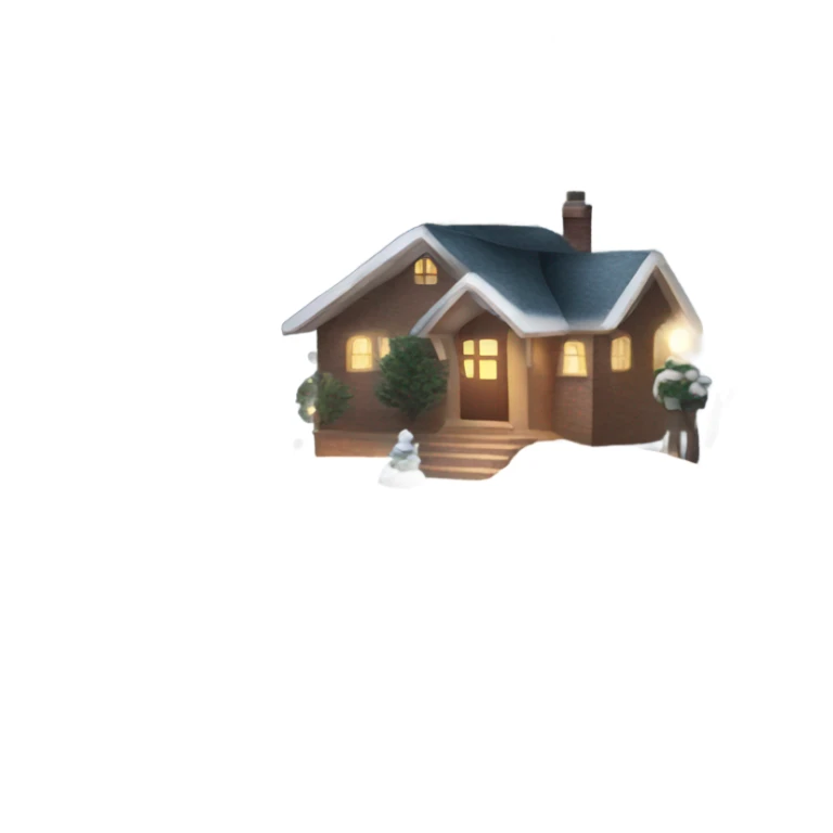  Christmas house with Christmas lights and evergreen trees sticker