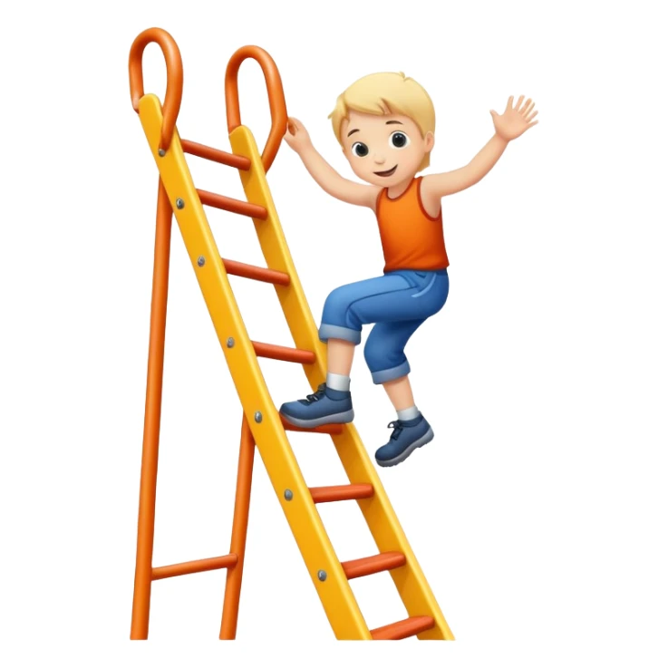 child climbing a playground ladder, cheerful and adventurous sticker