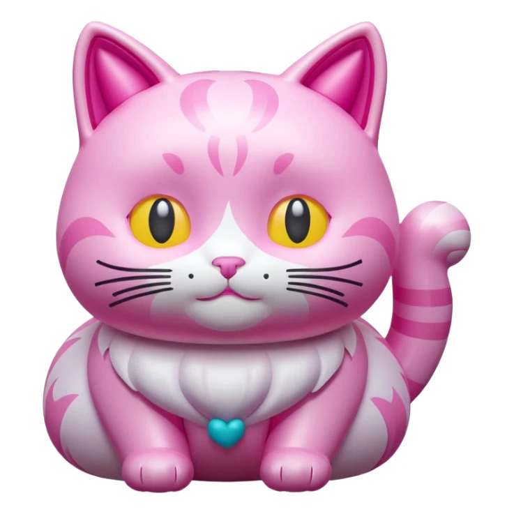rococo kawaii style inflatable pink puffy cat sculpture  sticker