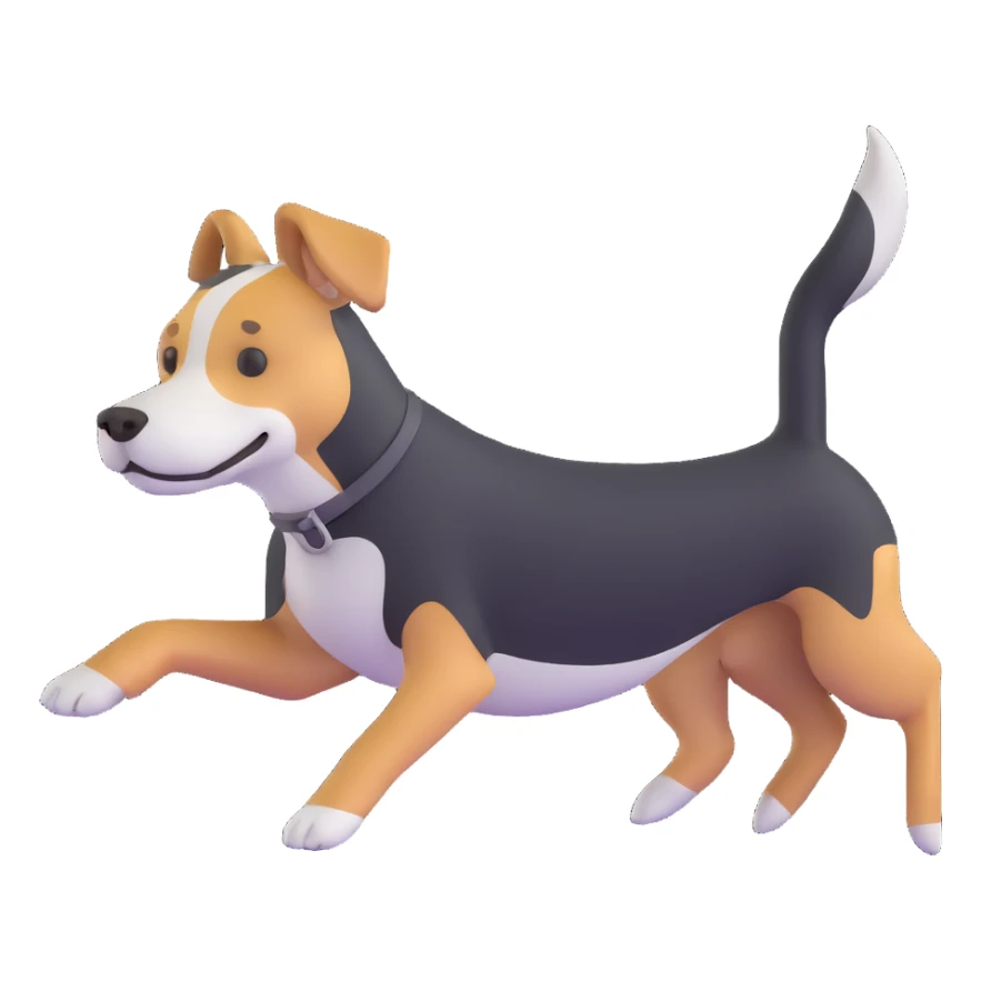 fast running black and white dog sticker