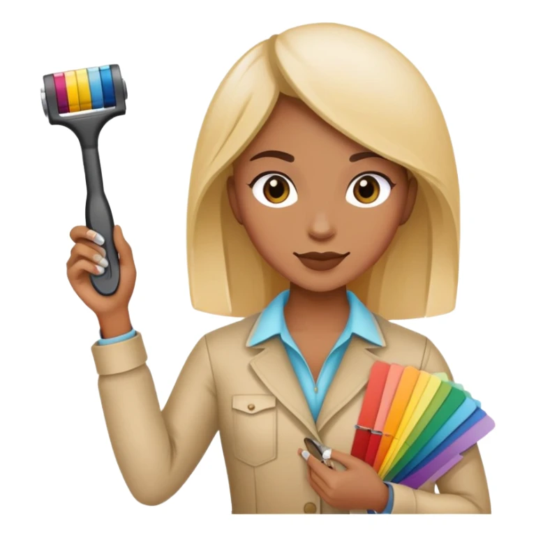 Interior designer with color swatches and measuring tape sticker