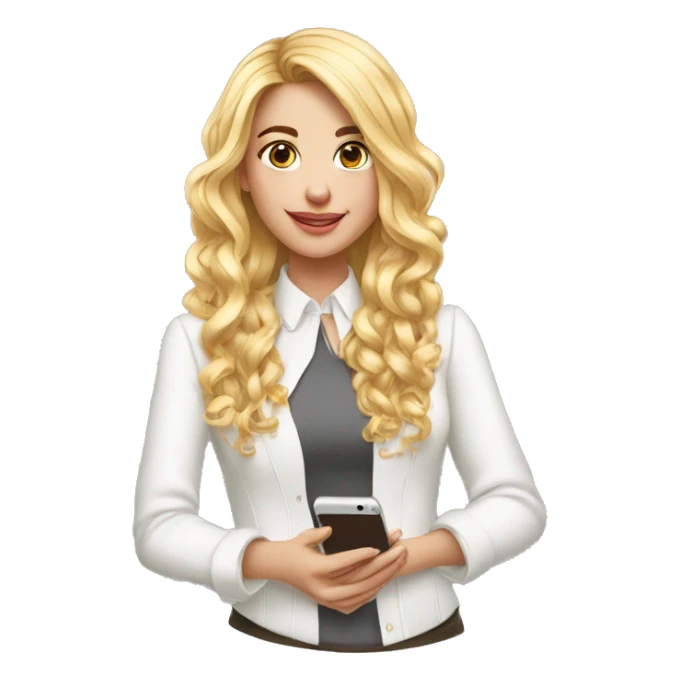 Mulher cabelo loiro longo blusa branca iPhone sticker