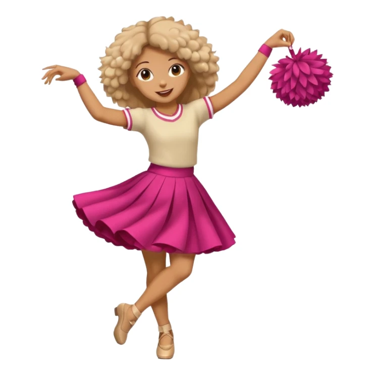 turtle girl dancing with skirt holding   pompom sticker